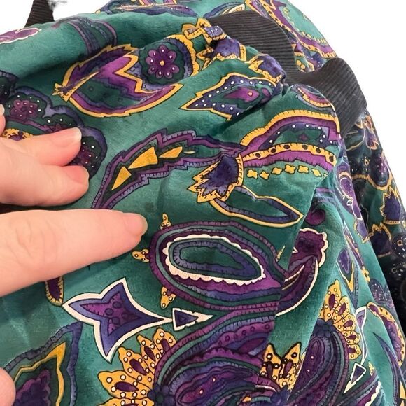 Vintage Spenser Jeremy blue and green silk paisley zip bomber jacket size large - Picture 3 of 13